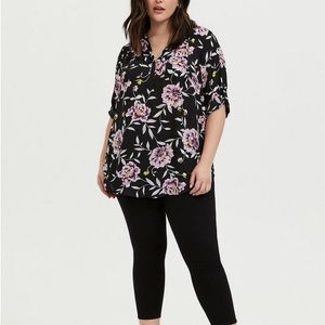 Torrid Harper Georgette Pullover 3/4 Sleeve Tunic Blouse